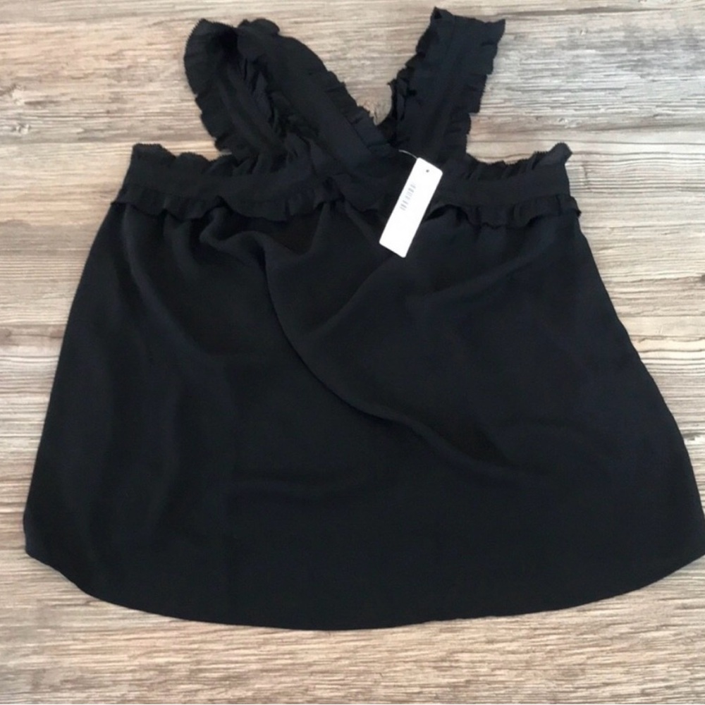 J. Crew Black Ruffle-Trim Sleeveless Tank Top